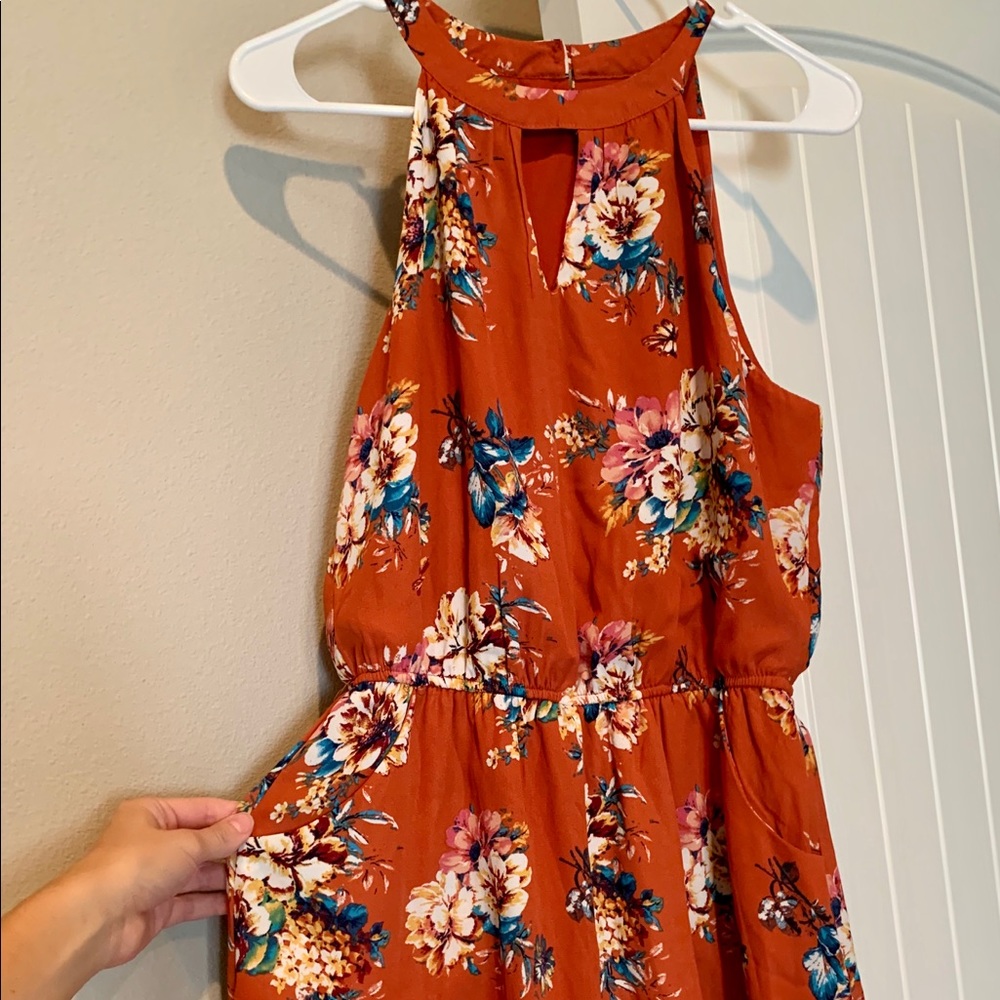 Burnt Orange Floral Romper